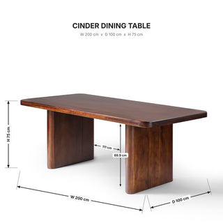 Cinder Dining Table dimensions 200cm x 100cm x 75cm