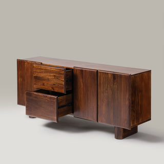 Cinder sideboard angled view showing slab legs