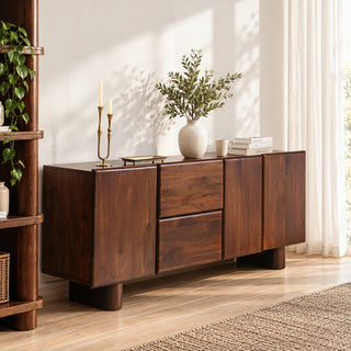 Cinder dark brown sideboard in a dining setting