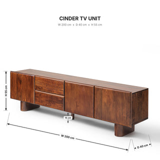 Cinder TV Unit dimensions 200cm x 40cm x 55cm