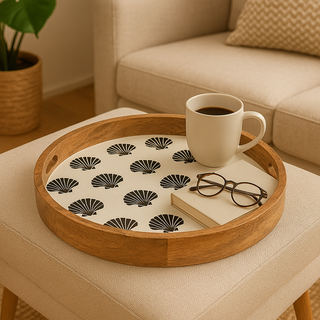 Clam Round Mango Wood Serving Tray