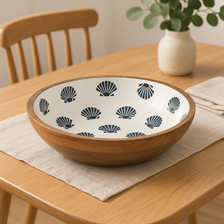 Clam Serving Mango Wood Bowl