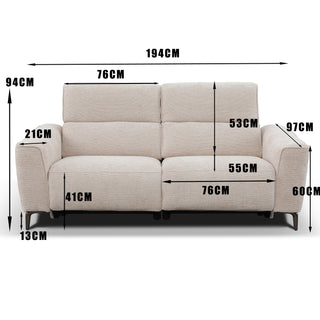 Tivoli 3 Seater Dual Electric Recliner with Electric Telescopic Headrests -Ivory