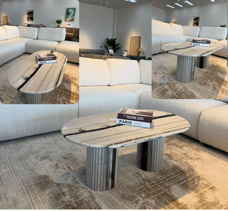 Linea Panda White Marble Coffee Table