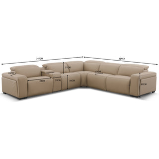 Hilton Premium Leather Modular Lounge With Dual Electric Recliners, Power Headrests & Smart Console
