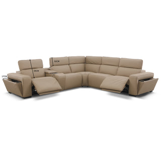 Hilton Premium Leather Modular Lounge With Dual Electric Recliners, Power Headrests & Smart Console