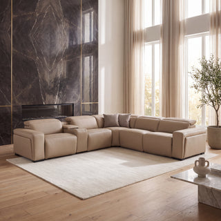 Hilton Premium Leather Modular Lounge With Dual Electric Recliners, Power Headrests & Smart Console