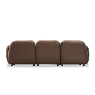 Luna 3 Seat Velvet Fabric Sofa - Chocolate