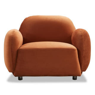 Luna 1 Seat Velvet Fabric Sofa - Rust