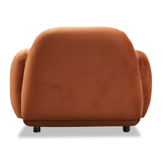 Luna 1 Seat Velvet Fabric Sofa - Rust