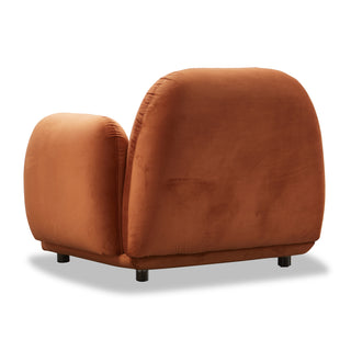 Luna 1 Seat Velvet Fabric Sofa - Rust