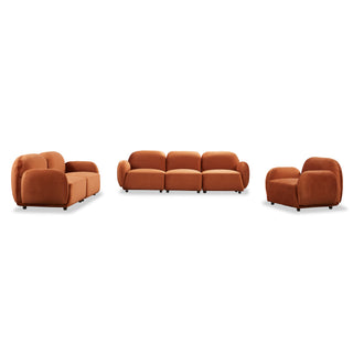 Luna 3 Seat Velvet Fabric Sofa - Rust