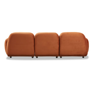 Luna 3 Seat Velvet Fabric Sofa - Rust