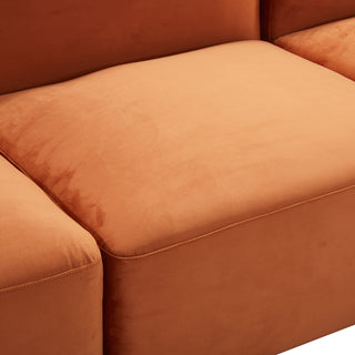 Luna 3 Seat Velvet Fabric Sofa - Rust