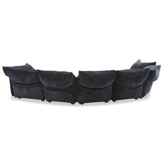 Zylo 5 Seater Italia LHF Chaise sofa With Adjustable Arms/Headrest - Midnight Black