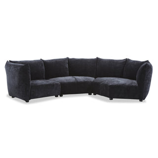 Zylo 5 Seater Italia LHF Chaise sofa With Adjustable Arms/Headrest - Midnight Black