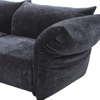 Zylo 5 Seater Italia LHF Chaise sofa With Adjustable Arms/Headrest - Midnight Black