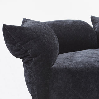 Zylo 5 Seater Italia LHF Chaise sofa With Adjustable Arms/Headrest - Midnight Black