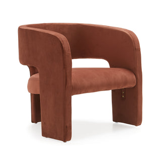 Velano Velvet Arm Chair - Rust
