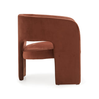 Velano Velvet Arm Chair - Rust