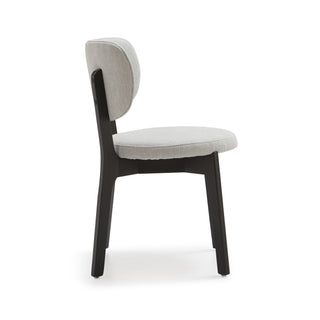 ORRO Black Wooden Dining Chair With Grey Upholstery