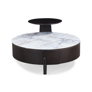 Orion Marble Coffee Table Set with Metal Base and Drawer