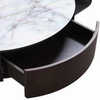 Orion Marble Coffee Table Set with Metal Base and Drawer