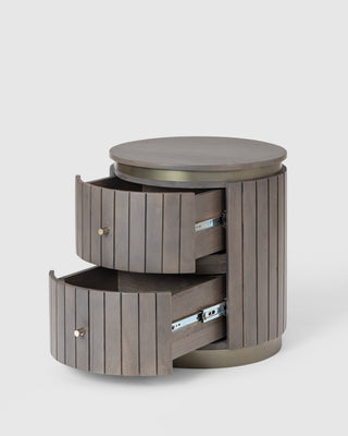 Piano Bedside Table – Mango Wood, Smoky Grey