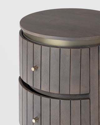 Piano Bedside Table – Mango Wood, Smoky Grey
