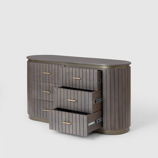 Piano Mango Wood 6 Drawer Dresser – Smoky Grey