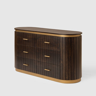 Piano Mango Wood 6 Drawer Dresser Walnut