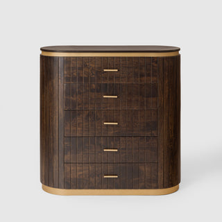 Piano Mango Wood 5 Drawer Tallboy – Walnut