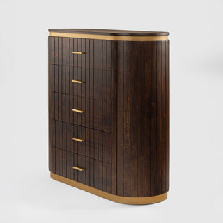 Piano Mango Wood 5 Drawer Tallboy – Walnut