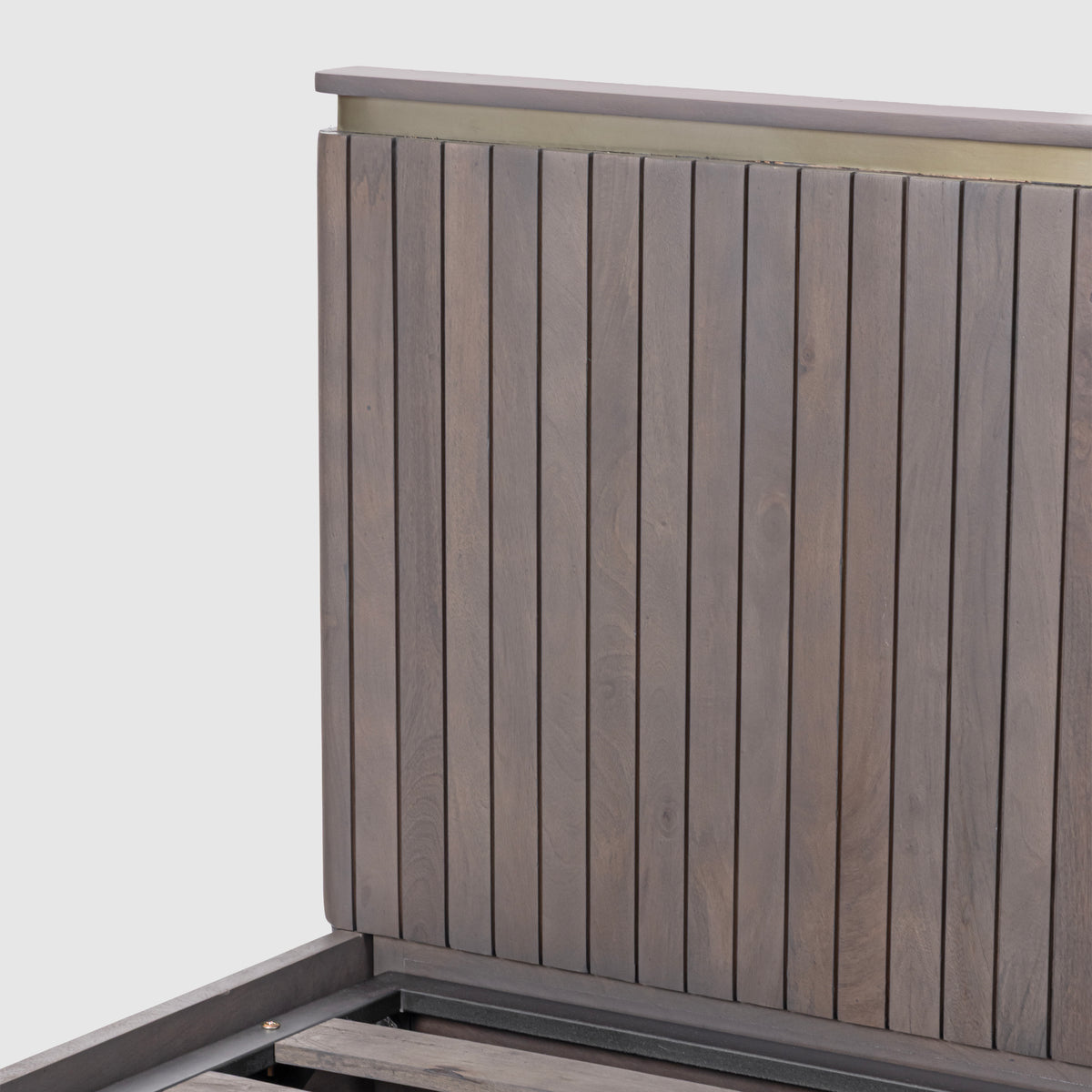 Piano King Bed with Hydraulic Lift – Mango Wood, Smoky Grey