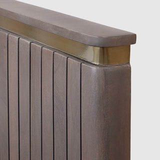 Piano Queen Bed with Hydraulic Lift – Mango Wood, Smoky Grey