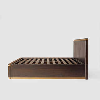 Piano King Bed with Hydraulic Lift – Mango Wood, Walnut