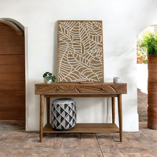 Canopy Hand- Carved Console Table W/2 Drawers