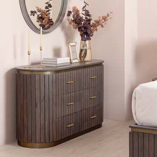 Piano Mango Wood 6 Drawer Dresser – Smoky Grey