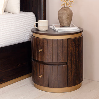 Piano Bedside Table – Mango Wood, Walnut