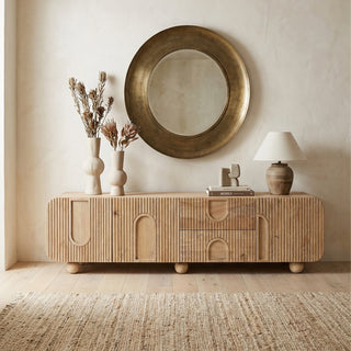 Archie Ball Legs Solid Wood TV unit - 200CM