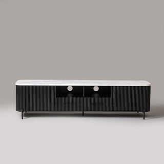 Kelby Natural Marble Top TV Unit With 2 Drawers - Black