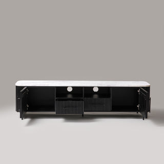 Kelby Natural Marble Top TV Unit With 2 Drawers - Black