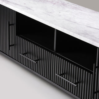 Kelby Natural Marble Top TV Unit With 2 Drawers - Black