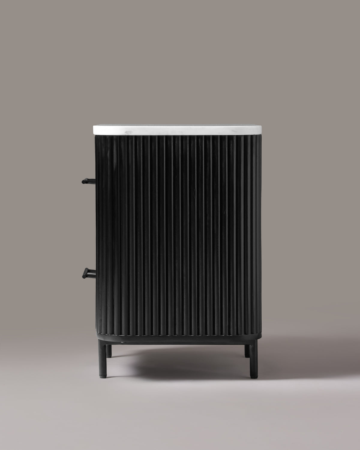 Kelby black bedside table side view