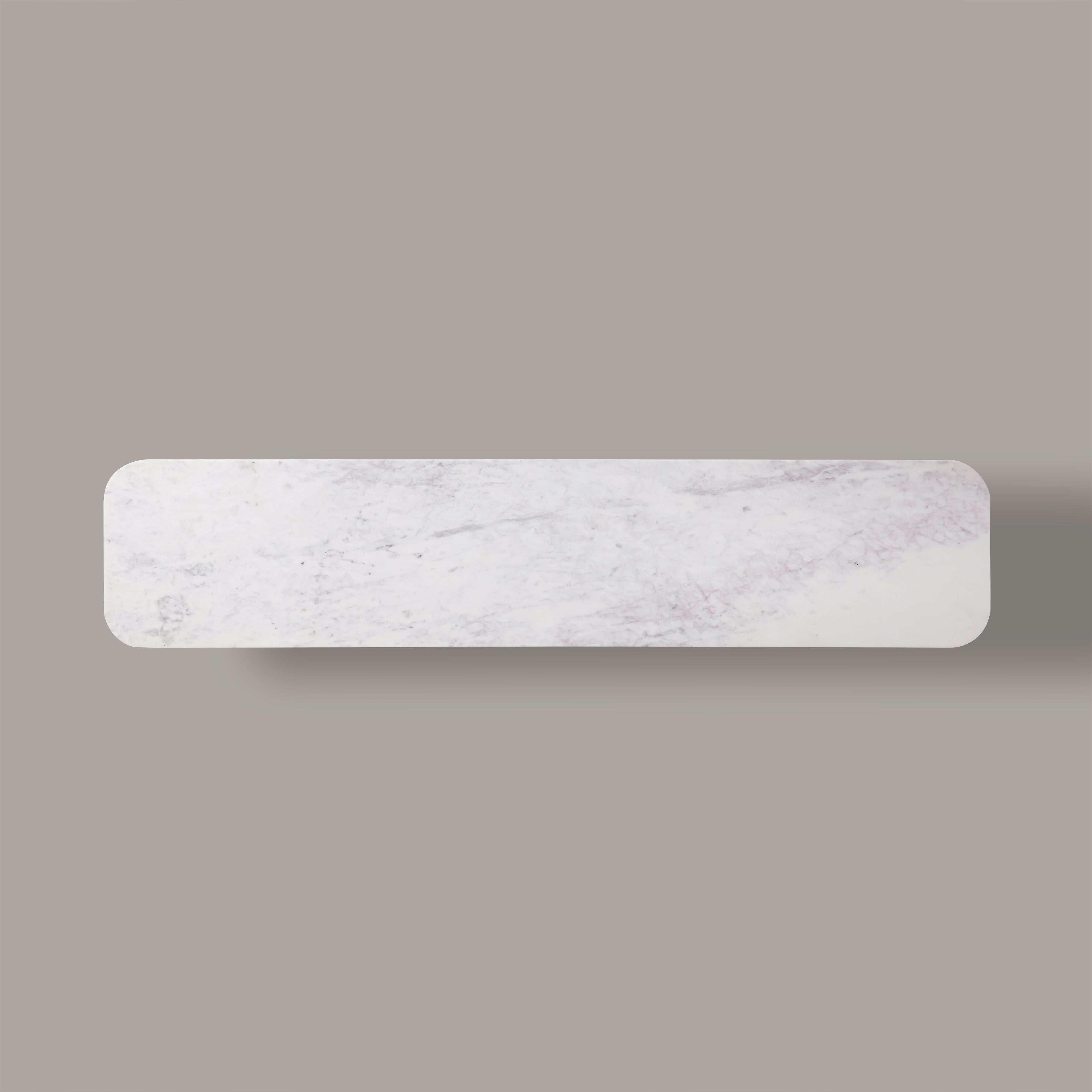 Natural marble top of the Kelby buffet from above