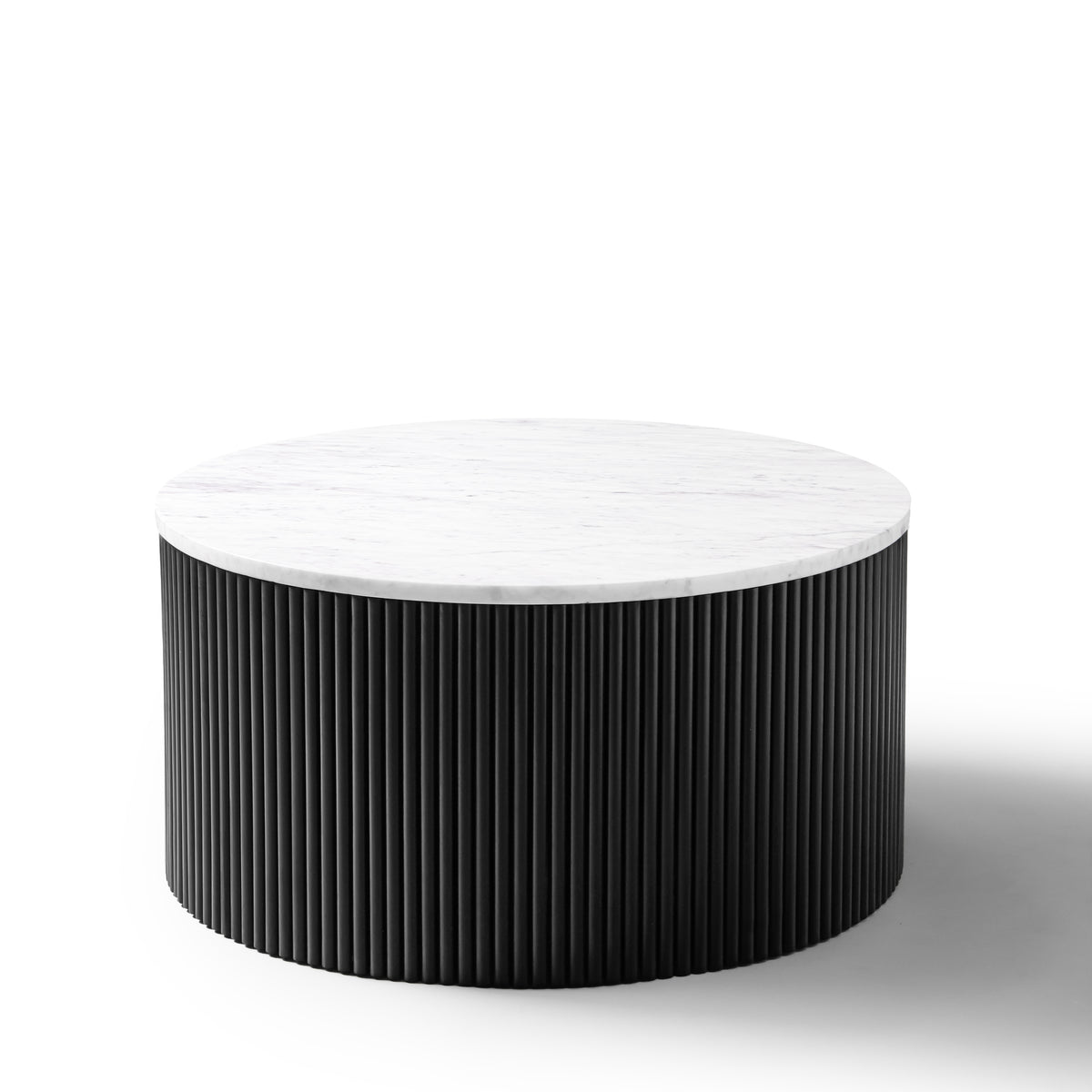 Kelby black marble coffee table on a white background