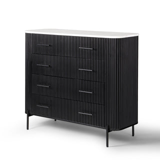 Kelby black marble tallboy on a white background