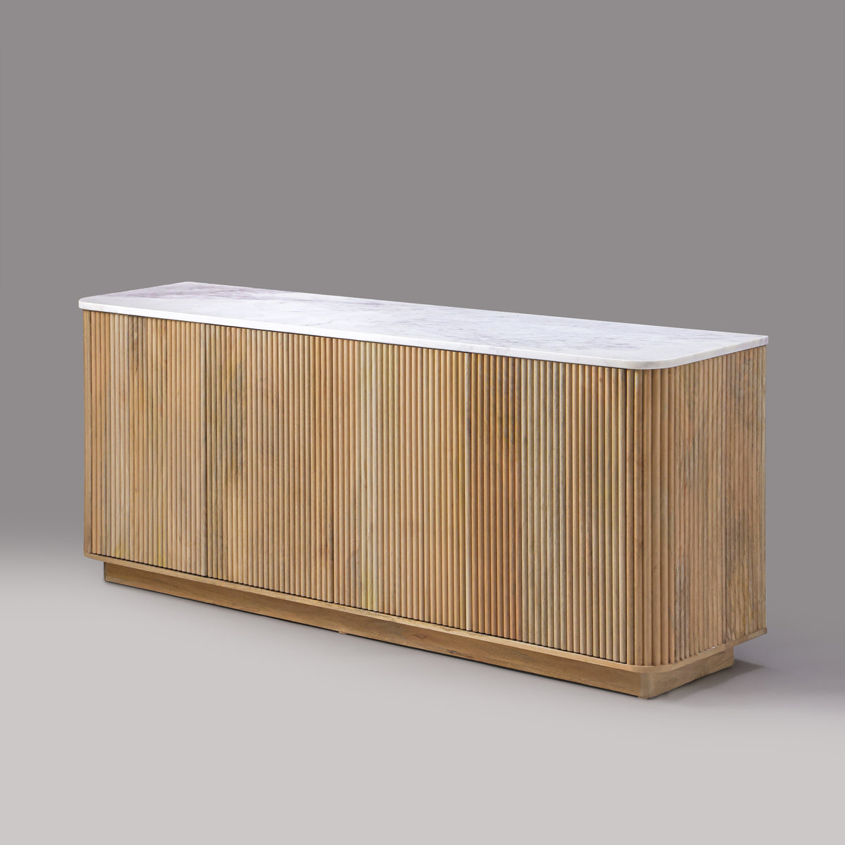 Kelby Blonde fluted buffet, angled view