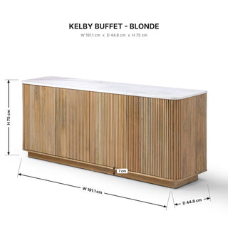 Kelby Buffet Blonde dimensions 191.1cm x 44.8cm x 75cm