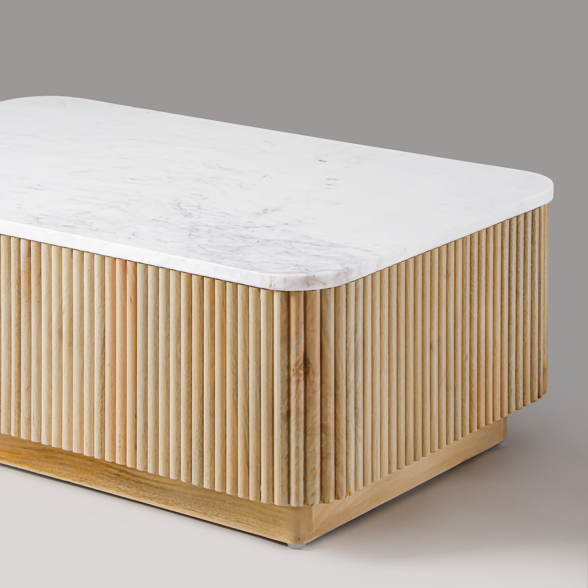 Natural white marble top on Kelby Blonde coffee table